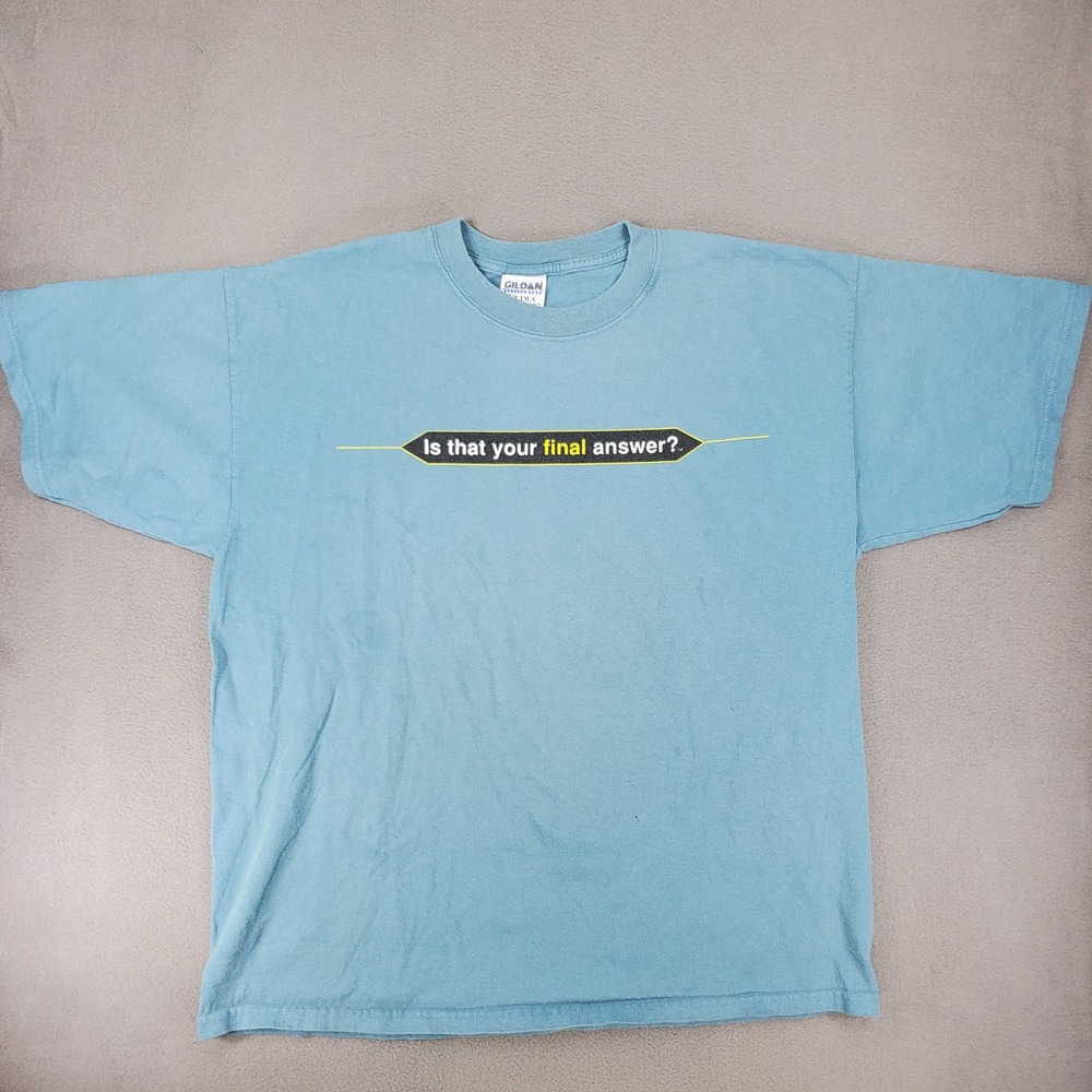 Gildan T-Shirt Men XL Blue Who Wants To Be A Millionaire Final Answer VTG Tee